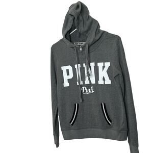 VICTORIA'S SECRET PINK Gray Pullover 1/4 Zip Athletic Sweatshirt Spell-out logo